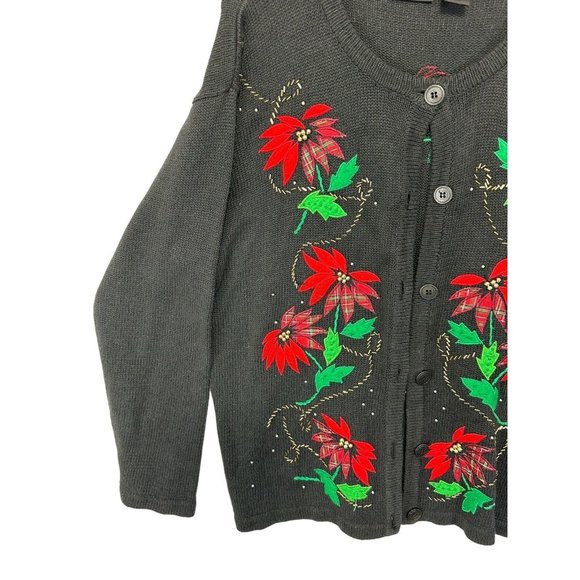 Beautiful Christmas Sweater-Festive-Bling‎ - 1X-Poinsettia- Buttons - Picture 4 of 8